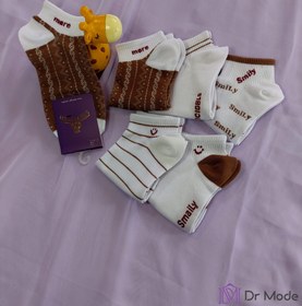 تصویر جوراب مچی زنانه طرح لبخند Women's ankle socks with a smile design