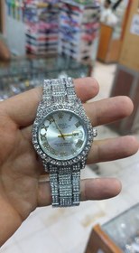 تصویر ساعت زنانه فول نگین رولکس صورتی کد ۵۵۹۰ Rolex