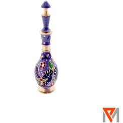 تصویر سرمه دان برنجی مینا کاری طرح سوگل 