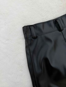 تصویر دامن چرم مشکی کوتاه 