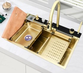 تصویر سینک ۵ کلید ۷۵ سانت طلایی هوادیو استیل ۳۰۴ گرید a 