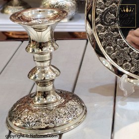 تصویر آینه و شمعدان کروم طرح دیبا 