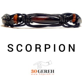 تصویر دستبند سنگی اصل عقیق با ترکیب سنگ معدنی چشم ببر دستبند عقرب SCORPION