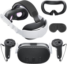 تصویر Mytrix 7pcs مجموعه ای از بند را برای Meta Quest 3 - ارسال 20 روز کاری Mytrix 7PCS Set Head Strap for Meta Quest 3, VR Accessory Set for Oculus Quest 3 Accessories Include Elite Strap Replacement, Controller Grip Leather Cover, VR Shell Cover, Face Cover, Lens Cover