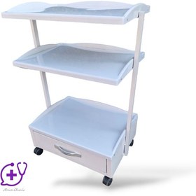 تصویر ترالی زیبایی یک کشو سه طبقه one drawer beauty trolley