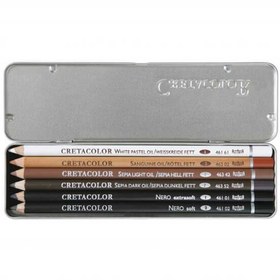 تصویر ست مداد کنته روغنی کرتاکالر جعبه فلز کد 40007 ا Cretacolor design set Cretacolor design set