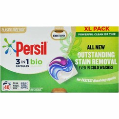 تصویر کپسول ماشین لباسشویی 3 در 1 بالشتی 40 عدد سازگار با محیط زیست پرسیل – persil 