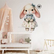 تصویر استیکر کودک طرح خرگوش کوچولو دسته گل 