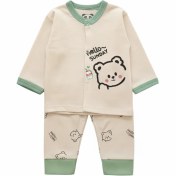 تصویر ست بلوز شلوار طرح خرس نوزادی سایز صفر مناسب نوزاد تا 3 ماه 