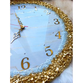 تصویر ساعت کریستالی طرح مرمر رزینی - مرمر مشکی طلایی / ۳۰ 