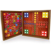 تصویر بازی منچ و مار و پله تخته‌ای چوبی MDF 