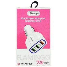 تصویر شارژر فندکی 18وات فلامینگو مدل 5855 flamingo car power adapter 18w 3usb 5855