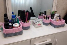 تصویر ست چهار تایی سبد نظم دهنده لوازم آرایش مدل گندمی 