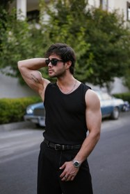 تصویر تنک تاپ کبریتی مشکی مردانه | صد در صد پنبه 