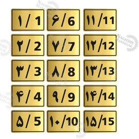 تصویر پلاک اعداد طرح مستطیل مجموعه 15 عددی 