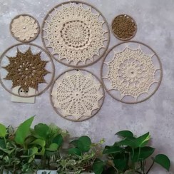 تصویر دیوارکوب دست بافت قلاب بافی نخ با کیفیت ایرانی مرسریزه ثمین مجموعه 6 عددی پرداخت در 2 مرحله - ۴ 