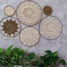 تصویر دیوارکوب دست بافت قلاب بافی نخ با کیفیت ایرانی مرسریزه ثمین مجموعه 6 عددی پرداخت در 2 مرحله - ۴ 
