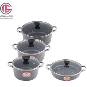 تصویر سرویس پخت و پز 8 پارچه کاج تفلون مدل روژان Kaj Teflon Rozhan Cookware Set_8 PCS