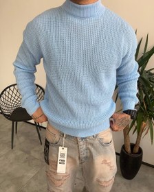 تصویر بافت یقه 5 سانت رنگ ابی اسکای کد 6020 