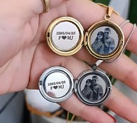 تصویر گردنبند لاکت رنگ نقره ای سایز ۴۵ سانتیمتر با حک متن و عکس دلخواه 