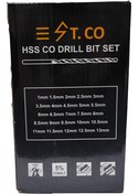 تصویر ست مته کبالت HSS-Co برند ST.CO (سایز 1 تا 13 میلی‌متر) 