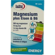 تصویر قرص منیزیم پلاس آیزن و ویتامین B6 یوروویتال 60 عددی Eurho Vital Magnesium Plus Eisen And B6 60 Tabs