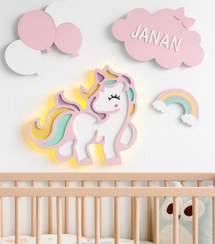 تصویر چراغ خواب کودک نور مخفی تک شاخ یونیکورن چراغ خواب و شب خواب فانتزی پسرانه و دخترانه پرنسس