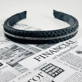 تصویر تل بافت نگینی - مشکی 