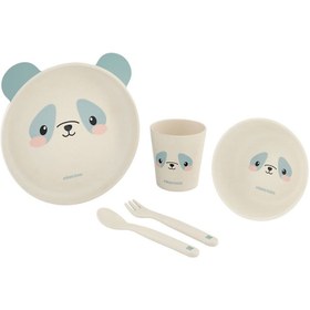 تصویر ست ظرف غذا بامبو طرح Bamboo mint bear food set