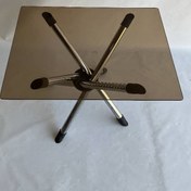 تصویر عسلی تاشو با صفحه شیشه 6 میل برنز 