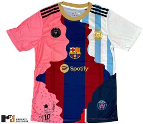 تصویر لباس فوتبال منتخب مسی سایز XL و L رنگ سفید 