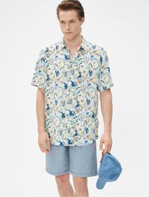 تصویر Keten Karışımlı Şort Bermuda Beli Bağcıklı Düğmeli Cep Detaylı 