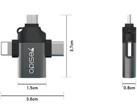 تصویر تبدیل چندکاره آیفون اندروید تایپ سی Yesido GS15 OTG USB3.0 ا Yesido GS15 USB To MicroUSB / Lightning / Type-C OTG Adapter Yesido GS15 USB To MicroUSB / Lightning / Type-C OTG Adapter