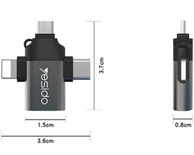 تصویر تبدیل 3 کاره یسیدو YESIDO GS15 3 IN 1 OTG 