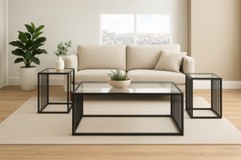 تصویر ست میز جلو مبلی و عسلی ترکیب فلز و شیشه مدل honarmand 