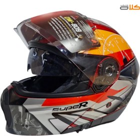 تصویر کلاه کاسکت فک متحرک TOP+ مدل 809 رنگ قرمز TOP+ helmet with removable jaw, model 809, red color