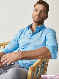 تصویر فروشگاه پیراهن مردانه تابستانی برند ALTINYILDIZ CLASSICS رنگ فیروزه ای ty37357939 
