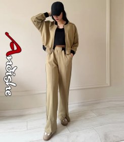 تصویر ست سویشرت شلوار زنانه مشکی و شتری پردیس 