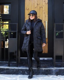 تصویر کاپشن زنانه مدل سارن رنگ مشکی 