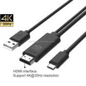 تصویر کابل تبدیل USB-C به HDMI اونتن مدل UC505 طول 1.8 متر با کابل تامین برق 1.2 متری 