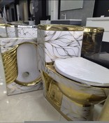 تصویر ست توالت فرنگی و ایرانی سفید طلایی کد114 