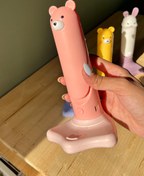 تصویر چراغ مطالعه طرح حیوانات خرس گلبهی رنگ مهتابی 