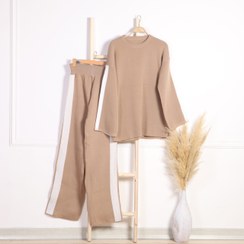 تصویر ست دو تیکه بلوز و شلوار بافت زنانه ساده 