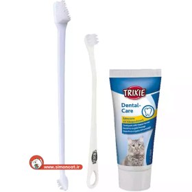 تصویر ست بهداشتی تریکسی مسواک و خمیر دندان گربه Trixie Dental Hygiene Set