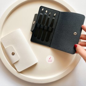 تصویر پک 4 تایی موچین با کیف چرمی 