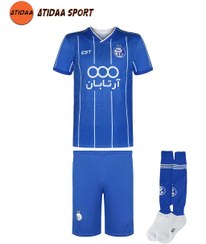 تصویر کیت باشگاهی استقلال طرح یاسر آسانی فصل 05-1404 سایز بچگانه و بزرگسال به همراه جوراب 