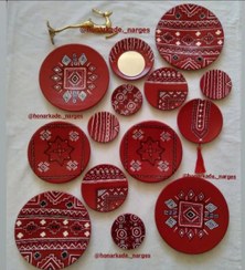 تصویر ست دیوار کوب گلیمی سنتی قرمز 