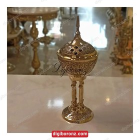 تصویر اسپند دود کن برنجی برنزی چهار پایه 9 اینچ طرح ایفل Pecan bronze smoker, four legs, 9 inches, Eiffel design