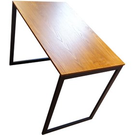 تصویر میز تحریر؛کامپیوتر چوب فلز مدل رخشا - 60*75*104 / کلیاف روشن / طوسی writing desk؛computer desk Rakhsha model