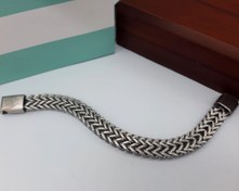 تصویر دستبند مردانه دوبل مدل کارتیر با قفل مگنتی استیل رنگ ثابت Men’s Double Cartier Style Magnetic Clasp Bracelet